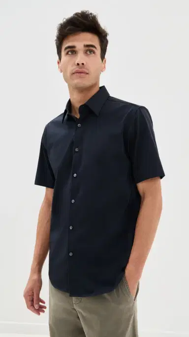 Theory Structure Knit Irving Short Sleeve Shirt Eclipse | Thumbnail 2 Theory Structure Knit Irving Short Sleeve Shirt Eclipse | Thumbnail 2