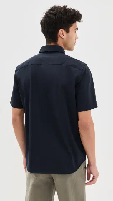 Theory Structure Knit Irving Short Sleeve Shirt Eclipse | Thumbnail 3 Theory Structure Knit Irving Short Sleeve Shirt Eclipse | Thumbnail 3