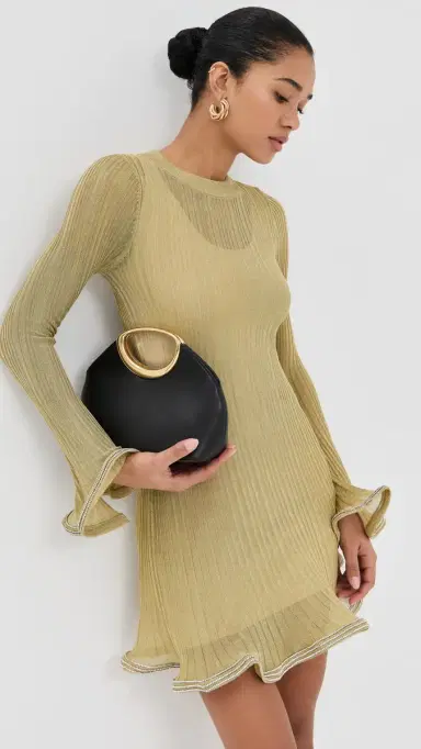 SIMKHAI Zelda ong Sleeve Mini Dress Gold | Thumbnail 2 SIMKHAI Zelda ong Sleeve Mini Dress Gold | Thumbnail 2
