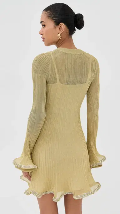 SIMKHAI Zelda ong Sleeve Mini Dress Gold | Thumbnail 3 SIMKHAI Zelda ong Sleeve Mini Dress Gold | Thumbnail 3
