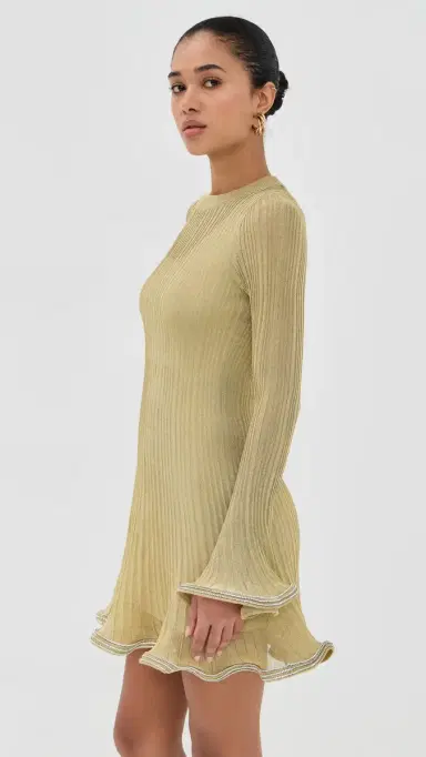 SIMKHAI Zelda ong Sleeve Mini Dress Gold | Thumbnail 4 SIMKHAI Zelda ong Sleeve Mini Dress Gold | Thumbnail 4