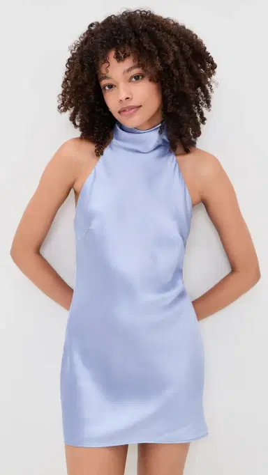 Show Me Your Mumu Lisa Mini Dress Borrowed Blue uxe Satin | Thumbnail 2 Show Me Your Mumu Lisa Mini Dress Borrowed Blue uxe Satin | Thumbnail 2