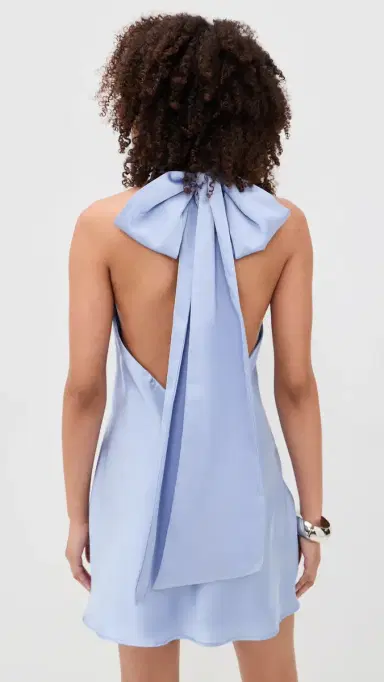 Show Me Your Mumu Lisa Mini Dress Borrowed Blue uxe Satin | Thumbnail 3 Show Me Your Mumu Lisa Mini Dress Borrowed Blue uxe Satin | Thumbnail 3