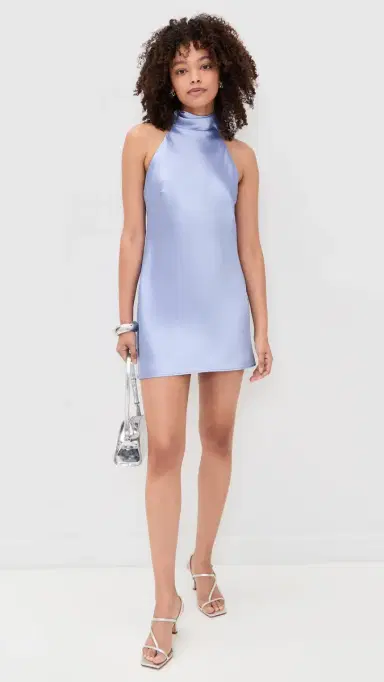 Show Me Your Mumu Lisa Mini Dress Borrowed Blue uxe Satin | Thumbnail 5 Show Me Your Mumu Lisa Mini Dress Borrowed Blue uxe Satin | Thumbnail 5