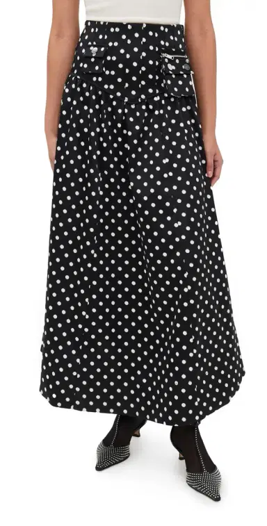 GANNI Printed Double Satin Corset Skirt Black | Thumbnail 1 GANNI Printed Double Satin Corset Skirt Black | Thumbnail 1