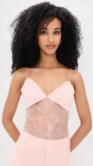 ALICE + OLIVIA Julietta Lace Trim Tank English Rose | Thumbnail 2 ALICE + OLIVIA Julietta Lace Trim Tank English Rose | Thumbnail 2