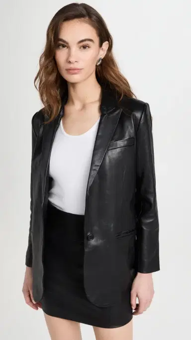 Sprwmn Leather Blazer Black | Thumbnail 2 Sprwmn Leather Blazer Black | Thumbnail 2