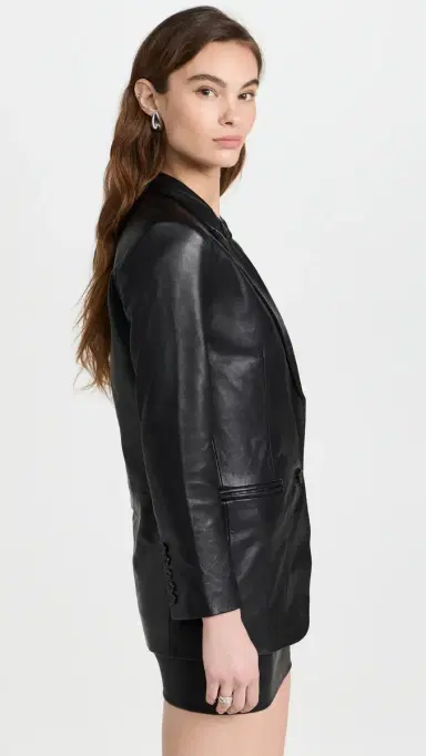 Sprwmn Leather Blazer Black | Thumbnail 4 Sprwmn Leather Blazer Black | Thumbnail 4