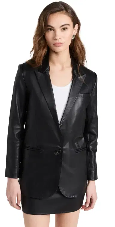 Sprwmn Leather Blazer Black | Thumbnail 1 Sprwmn Leather Blazer Black | Thumbnail 1