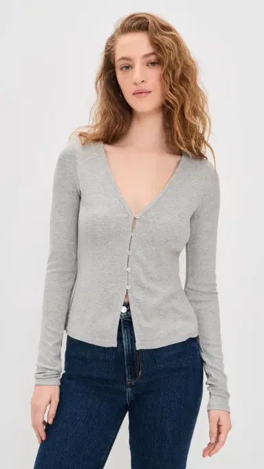Favorite Daughter The Good Luck Long Sleeve Top Heather Grey L | Thumbnail 2 Favorite Daughter The Good Luck Long Sleeve Top Heather Grey L | Thumbnail 2