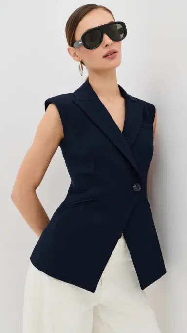 Veronica Beard Ciel Vest Navy | Thumbnail 2 Veronica Beard Ciel Vest Navy | Thumbnail 2