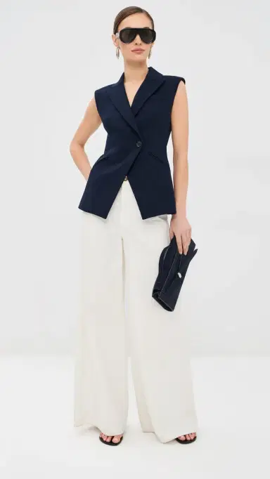 Veronica Beard Ciel Vest Navy | Thumbnail 5 Veronica Beard Ciel Vest Navy | Thumbnail 5