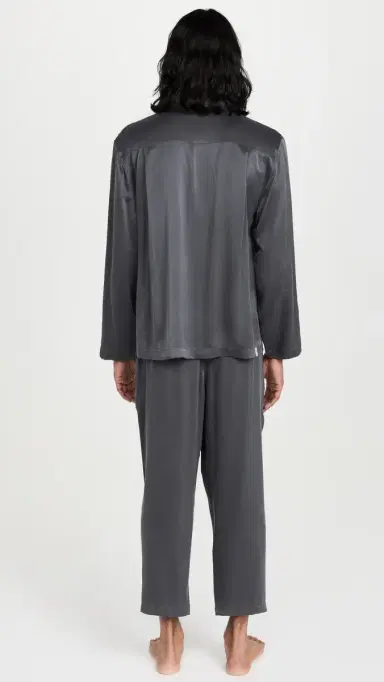 Lunya Washable ilk Button Up Pajamas et Meditative Grey | Thumbnail 3 Lunya Washable ilk Button Up Pajamas et Meditative Grey | Thumbnail 3