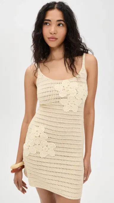 Another Girl Crochet Mini Dress Cream | Thumbnail 2 Another Girl Crochet Mini Dress Cream | Thumbnail 2
