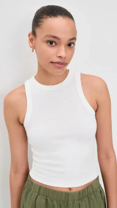 Marine Layer Lexi Rib Sun In High Neck Crop Tank White | Thumbnail 2 Marine Layer Lexi Rib Sun In High Neck Crop Tank White | Thumbnail 2