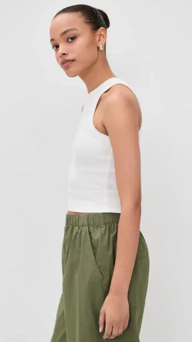 Marine Layer Lexi Rib Sun In High Neck Crop Tank White | Thumbnail 4 Marine Layer Lexi Rib Sun In High Neck Crop Tank White | Thumbnail 4
