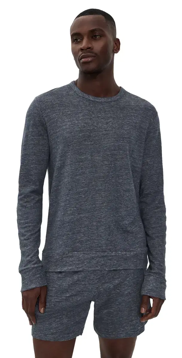 Terry Linen Crew Neck weatshirt Washed Navy Terry Linen Crew Neck weatshirt Washed Navy