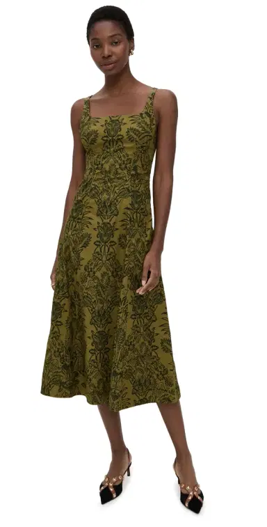 Ulla Johnson Natali Tank Cotton Dress Olive Flora | Thumbnail 1 Ulla Johnson Natali Tank Cotton Dress Olive Flora | Thumbnail 1