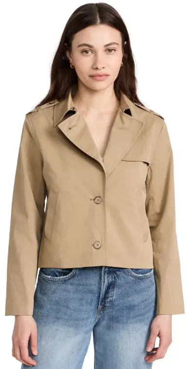 FRAME Short Trench Jacket Khaki | Thumbnail 1 FRAME Short Trench Jacket Khaki | Thumbnail 1