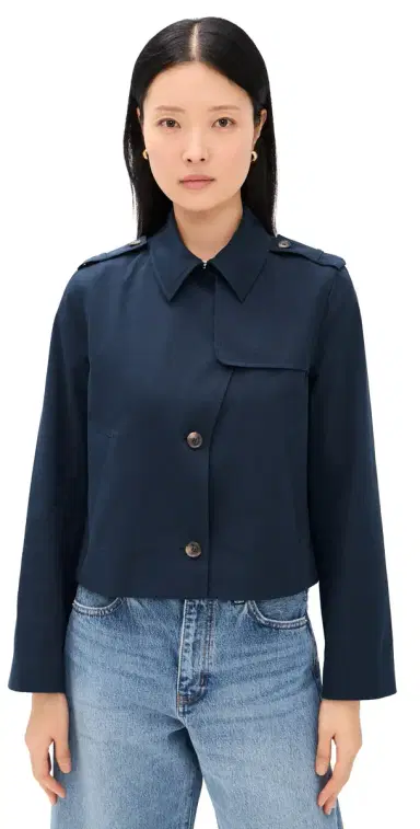 FRAME Short Trench Jacket Navy | Thumbnail 1 FRAME Short Trench Jacket Navy | Thumbnail 1