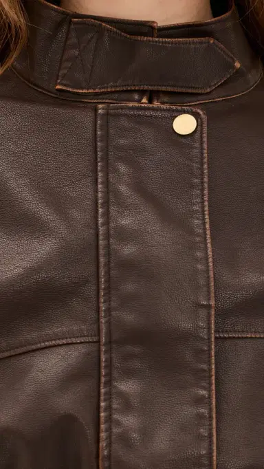 Lioness Gigi Faux Leather Bomber Jacket Chocolate | Thumbnail 6 Lioness Gigi Faux Leather Bomber Jacket Chocolate | Thumbnail 6