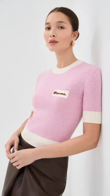 Marni Round Neck Sweater Pink Gummy | Thumbnail 2 Marni Round Neck Sweater Pink Gummy | Thumbnail 2