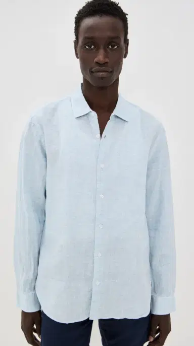 Orlebar Brown Giles Linen Button Down Shirt Pale Blue/White | Thumbnail 2 Orlebar Brown Giles Linen Button Down Shirt Pale Blue/White | Thumbnail 2