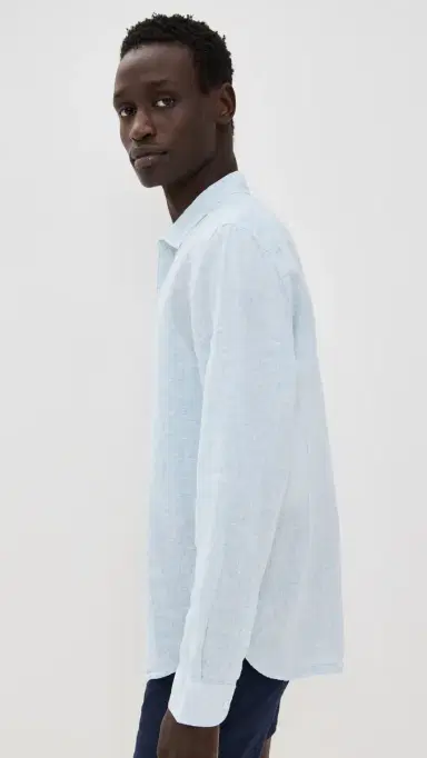 Orlebar Brown Giles Linen Button Down Shirt Pale Blue/White | Thumbnail 4 Orlebar Brown Giles Linen Button Down Shirt Pale Blue/White | Thumbnail 4