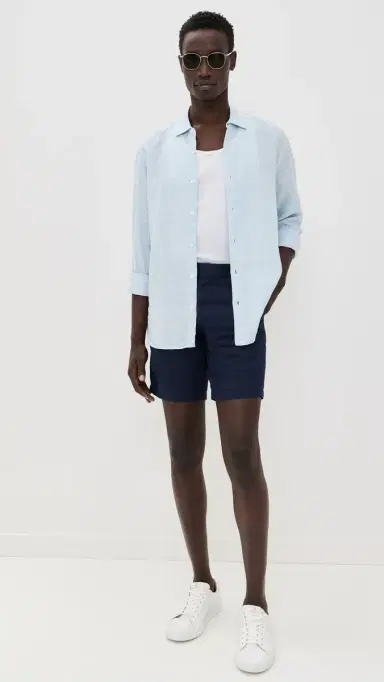 Orlebar Brown Giles Linen Button Down Shirt Pale Blue/White | Thumbnail 5 Orlebar Brown Giles Linen Button Down Shirt Pale Blue/White | Thumbnail 5