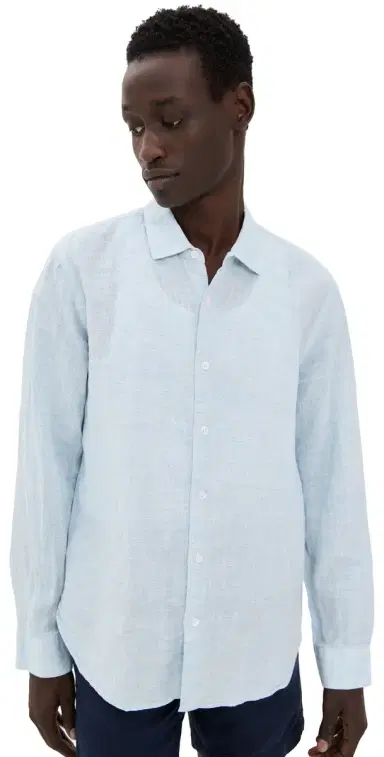 Orlebar Brown Giles Linen Button Down Shirt Pale Blue/White | Thumbnail 1 Orlebar Brown Giles Linen Button Down Shirt Pale Blue/White | Thumbnail 1