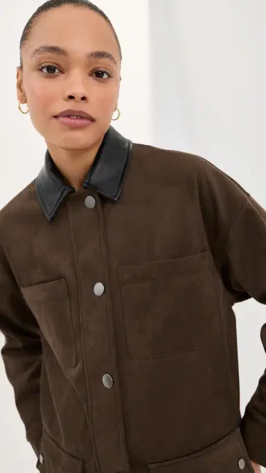LE BOP Rowan Faux Suede Utility Jacket Coffee | Thumbnail 2 LE BOP Rowan Faux Suede Utility Jacket Coffee | Thumbnail 2