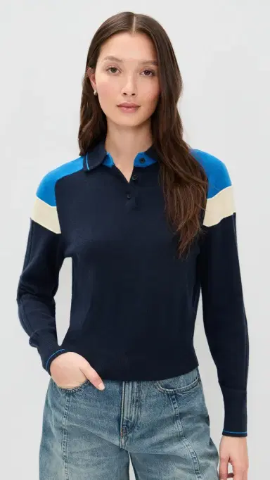 Guest in Residence Cashmere Alpine Collegiate Polo Midnight Combo | Thumbnail 2 Guest in Residence Cashmere Alpine Collegiate Polo Midnight Combo | Thumbnail 2
