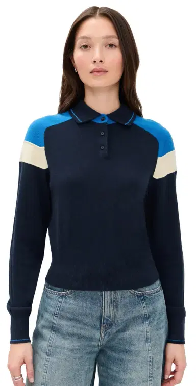 Guest in Residence Cashmere Alpine Collegiate Polo Midnight Combo | Thumbnail 1 Guest in Residence Cashmere Alpine Collegiate Polo Midnight Combo | Thumbnail 1