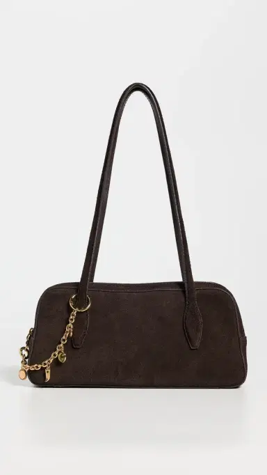 Madewell Suede Mini Charm Shoulder Satchel Dark Carob One Size | Thumbnail 2 Madewell Suede Mini Charm Shoulder Satchel Dark Carob One Size | Thumbnail 2