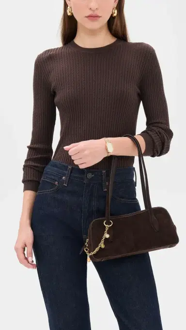 Madewell Suede Mini Charm Shoulder Satchel Dark Carob One Size | Thumbnail 3 Madewell Suede Mini Charm Shoulder Satchel Dark Carob One Size | Thumbnail 3