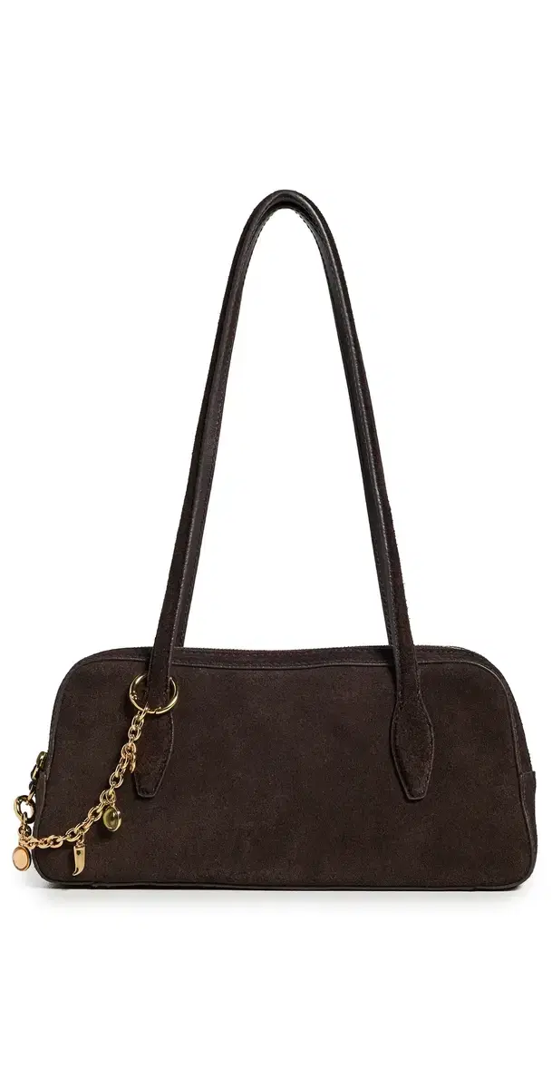 Suede Mini Charm Shoulder Satchel Dark Carob One Size Suede Mini Charm Shoulder Satchel Dark Carob One Size