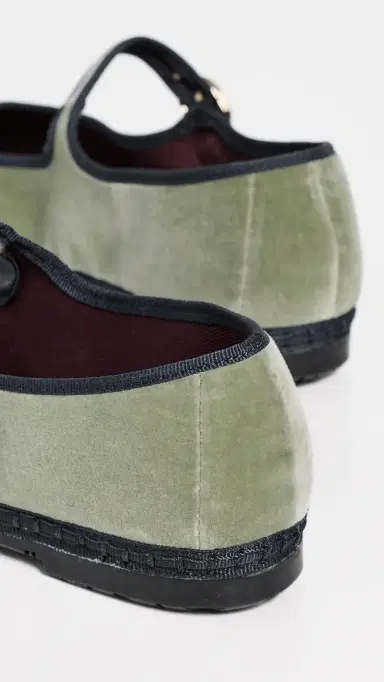 Flabelus Velvet Mary Jane Flats Light Green | Thumbnail 4 Flabelus Velvet Mary Jane Flats Light Green | Thumbnail 4