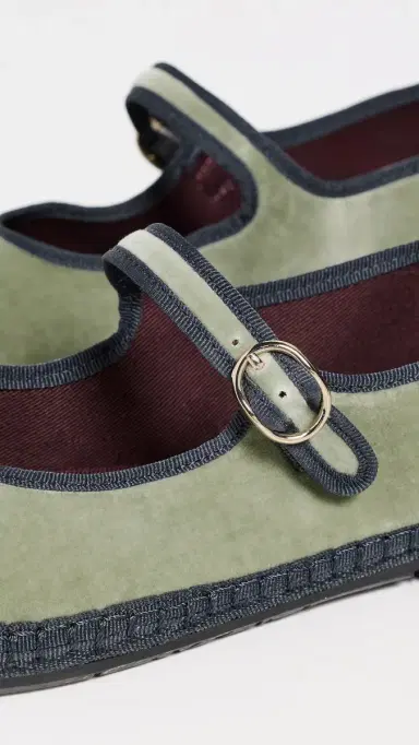 Flabelus Velvet Mary Jane Flats Light Green | Thumbnail 6 Flabelus Velvet Mary Jane Flats Light Green | Thumbnail 6