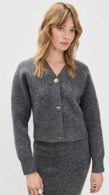 LE BOP Ines Knit Cardigan Charcoal Grey | Thumbnail 2 LE BOP Ines Knit Cardigan Charcoal Grey | Thumbnail 2