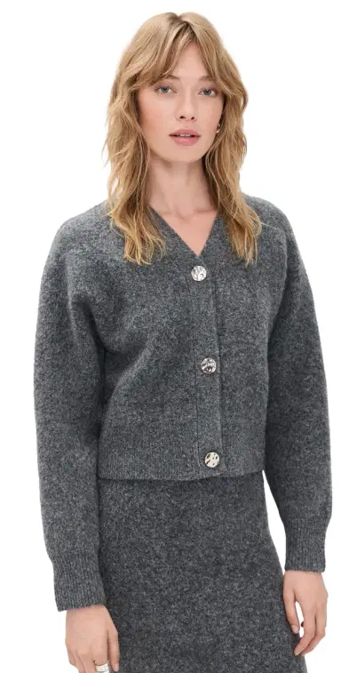 LE BOP Ines Knit Cardigan Charcoal Grey | Thumbnail 1 LE BOP Ines Knit Cardigan Charcoal Grey | Thumbnail 1