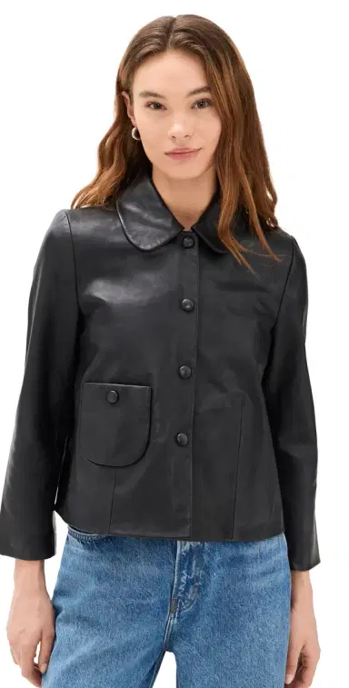 Ba&sh Mylos Leather Jacket Noir | Thumbnail 1 Ba&sh Mylos Leather Jacket Noir | Thumbnail 1