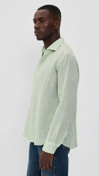 Fedeli Nick Linen Button Down Shirt Pistacchio | Thumbnail 4 Fedeli Nick Linen Button Down Shirt Pistacchio | Thumbnail 4