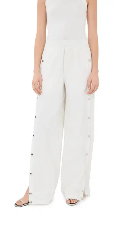 Tibi Nylon Snap Pull On Joggers White M | Thumbnail 1 Tibi Nylon Snap Pull On Joggers White M | Thumbnail 1