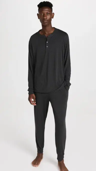 Eberjey Henry Modal ong Pajamas Set Charcoal Heather | Thumbnail 2 Eberjey Henry Modal ong Pajamas Set Charcoal Heather | Thumbnail 2