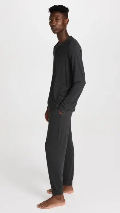 Eberjey Henry Modal ong Pajamas Set Charcoal Heather | Thumbnail 4 Eberjey Henry Modal ong Pajamas Set Charcoal Heather | Thumbnail 4
