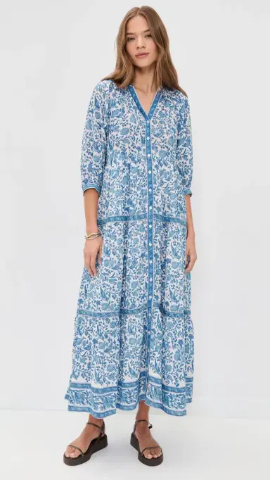 Bell Clara Maxi Dress Blue White | Thumbnail 2 Bell Clara Maxi Dress Blue White | Thumbnail 2