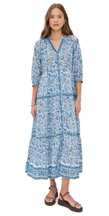 Bell Clara Maxi Dress Blue White | Thumbnail 1 Bell Clara Maxi Dress Blue White | Thumbnail 1