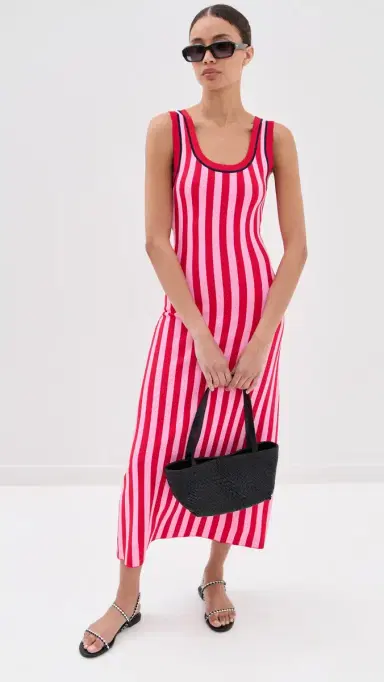 LE BOP Striped Jacquard Dress Poppy/Pink | Thumbnail 2 LE BOP Striped Jacquard Dress Poppy/Pink | Thumbnail 2