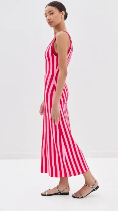 LE BOP Striped Jacquard Dress Poppy/Pink | Thumbnail 4 LE BOP Striped Jacquard Dress Poppy/Pink | Thumbnail 4
