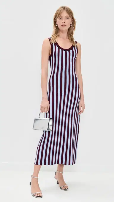 LE BOP Striped Jacquard Dress Burgundy/Light Blue | Thumbnail 5 LE BOP Striped Jacquard Dress Burgundy/Light Blue | Thumbnail 5